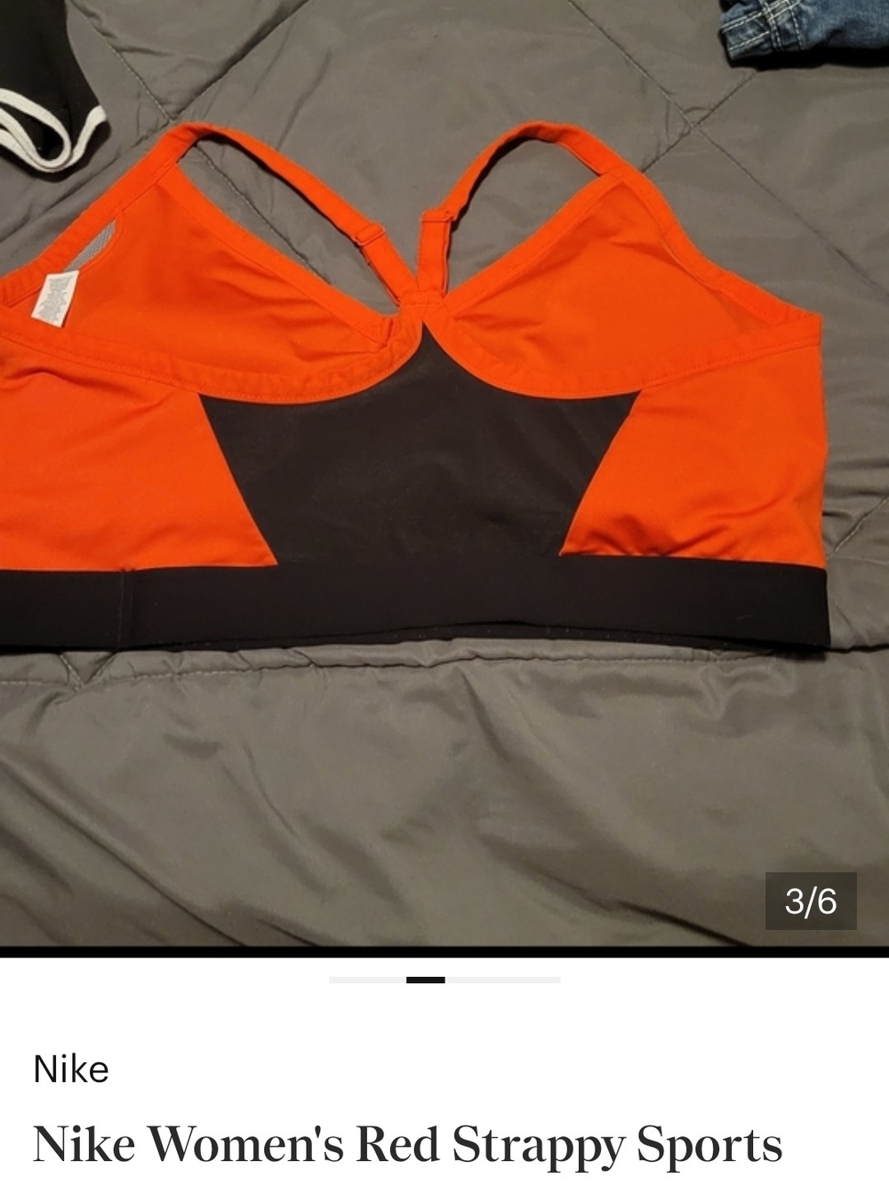 Nike Vibrant Orange Racerback Sports Bra with Black Band - Picture 3 of 4